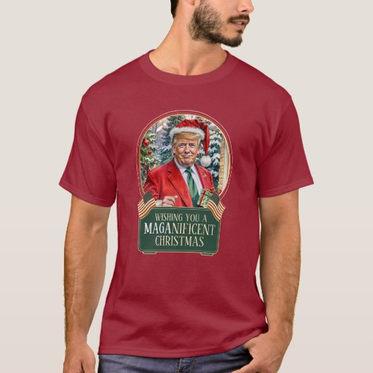 MAGA Christmas Trump Santa Snow Globe Unisex T-Shirt (Vorderseite)