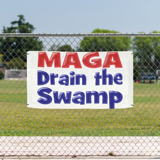 MAGA Drain the Swamp mit rotem blauen Text Banner (Insitu)
