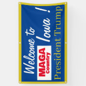 MAGA Land Willkommen in Iowa Herr Präsident! Banner (Vertikal)
