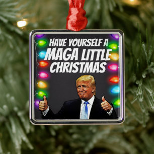 MAGA LITTLE Christmas TRUMP 2024 ORNAMENT GIFT Aus Metall