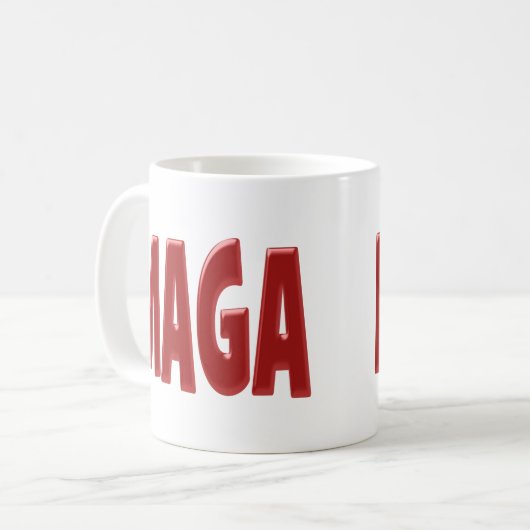 MAGA mit rotem Halbtext Tasse (Vorderseite Links)