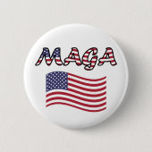 MAGA mit US-Flagge, rot weiß und blau Button (Vorderseite)