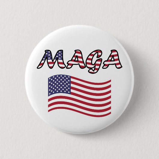 MAGA mit US-Flagge, rot weiß und blau Button (Vorderseite)
