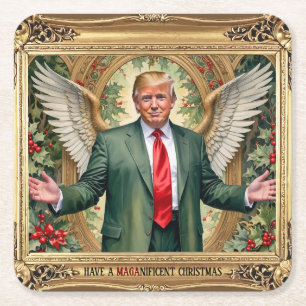 MAGA Trump Square Vintag-Style Custom Christmas Rechteckiger Pappuntersetzer