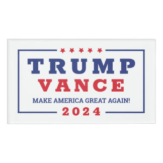 MAGA Trump Vance 2024: Wahlen in White Red Blue Namenschild