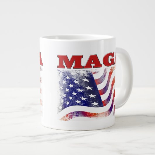 MAGA-US Flagge mit halbem Text Jumbo-Tasse (Vorderseite Rechts)