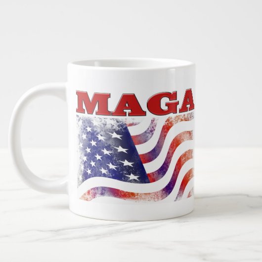 MAGA-US Flagge mit halbem Text Jumbo-Tasse (Links)