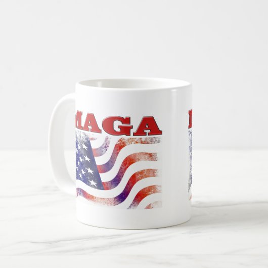 MAGA-US Flagge mit halbem Text Kaffeetasse (Vorderseite Links)