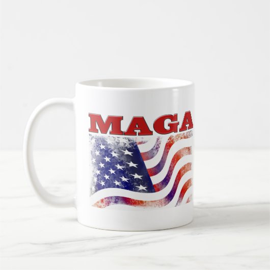 MAGA-US Flagge mit halbem Text Kaffeetasse (Links)