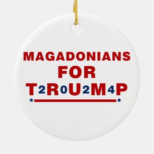 Magadonianer für Trump 2024 Red Blue Star Keramik Ornament (Hinten)