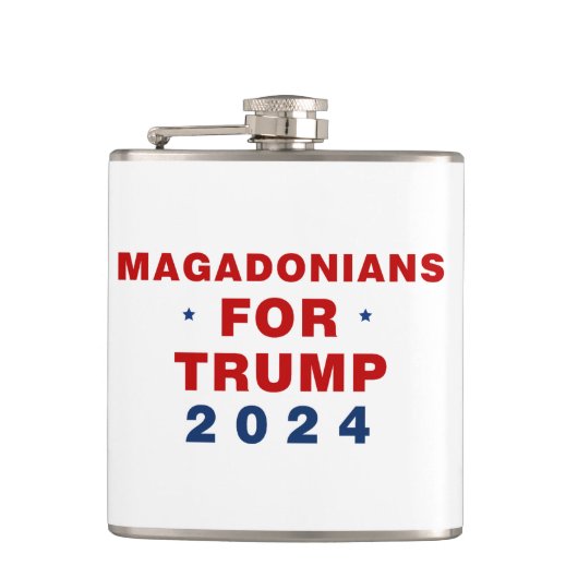 Magadonians für Trump 2024 Red Blue Flachmann (Vorderseite)