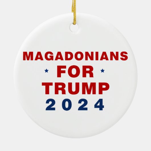 Magadonians für Trump 2024 Red Blue Keramik Ornament (Hinten)