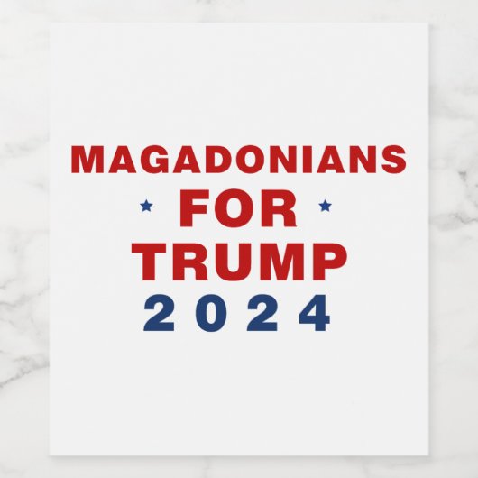 Magadonians für Trump 2024 Red Blue Weinetikett (Einzelnes Label)