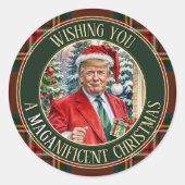 MAGAnificent Christmas Santa Claus Trump MAGA Runder Aufkleber (Vorderseite)