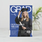 Magazin-Cover Chic Abschlussfeier mit Foto Einladung (Stehend Vorderseite)