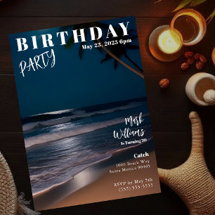 Magazin-Cover Mondlicht Strand Geburtstag Einladung