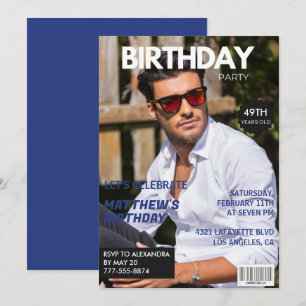 Magazin Navyblau Foto Lustig 49. Geburtstag Einladung