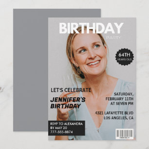 Magazincover stilvoll für ihr Foto 64. Geburtstag Einladung