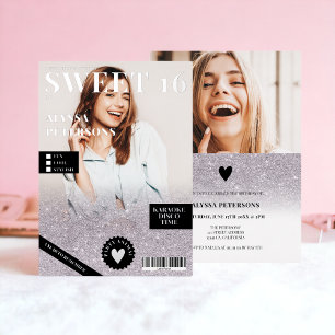 Magazine 2 Foto lilac silber Glitzer Sweet 16 Folieneinladung