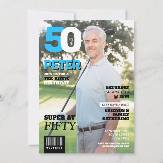 Magazine 50 Mens Golf 50 Golfer Geburtstag Einladung (Vorderseite)