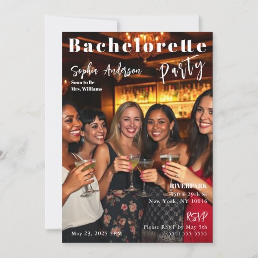 Magazine Cover Bachelorette Einladung (Vorderseite)