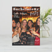 Magazine Cover Bachelorette Einladung (Stehend Vorderseite)