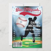 Magazine Cover Baseball Bar Mitzvah Einladung