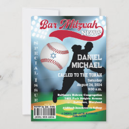 Magazine Cover Baseball Bar Mitzvah Einladung