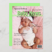 Magazine Cover Birth Announcement (Green) Ankündigung (Vorne/Hinten)