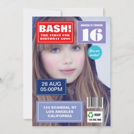 Magazine Cover Birthday Party Foto Einladung (Vorderseite)