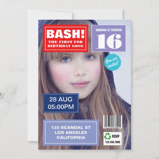Magazine Cover Birthday Party Foto Einladung (Vorderseite)