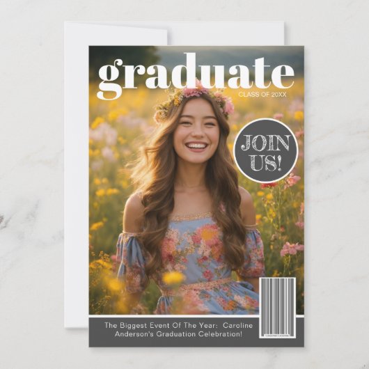 Magazine Cover Foto Graduate Party Einladung (Vorderseite)