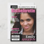 Magazine Cover Fuchsia Bachelorette Einladungen (Vorderseite)