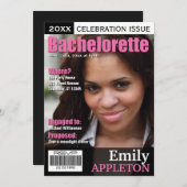 Magazine Cover Fuchsia Bachelorette Einladungen (Vorne/Hinten)