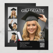 Magazine Cover Graduation Black Einladung (Vorne/Hinten)