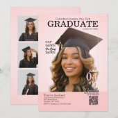 Magazine Cover Graduation Cap Gown Pink Einladung (Vorne/Hinten)