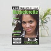 Magazine Cover Green Bachelorette Einladungen (Stehend Vorderseite)