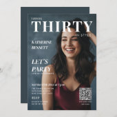 Magazine Cover Photo 30th Birthday Party QR Code Einladung (Vorne/Hinten)