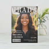 Magazine Cover Photo Graduation Ankündigung (Stehend Vorderseite)