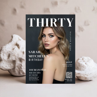 Magazine Cover Photo RSVP 30th Birthday Party Einladung