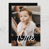 Magazine Cover Style Black Foto Junge 1. Geburtsta Einladung (Vorne/Hinten)