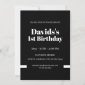 Magazine Cover Style Black Foto Junge 1. Geburtsta Einladung (Rückseite)