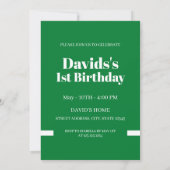 Magazine Cover Style Green Foto Junge 1. Geburtsta Einladung (Rückseite)