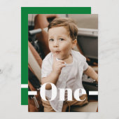 Magazine Cover Style Green Foto Junge 1. Geburtsta Einladung (Vorne/Hinten)