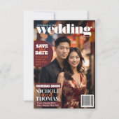 Magazine Cover Style Trendy Save the Date Foto Einladung (Vorderseite)