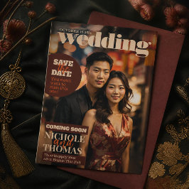 Magazine Cover Style Trendy Save the Date Foto Einladung