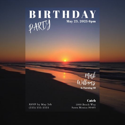 Magazine Cover Sunset Beach Birthday Einladung