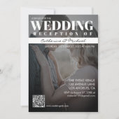 Magazine Cover Trendy Dark Foto QR Code Empfang Einladung (Vorderseite)