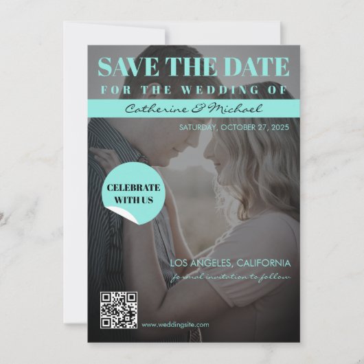 Magazine Cover Trendy Dark Foto Save The Date (Vorderseite)