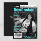 Magazine Cover Turquoise Graduation Einladungen (Vorne/Hinten)
